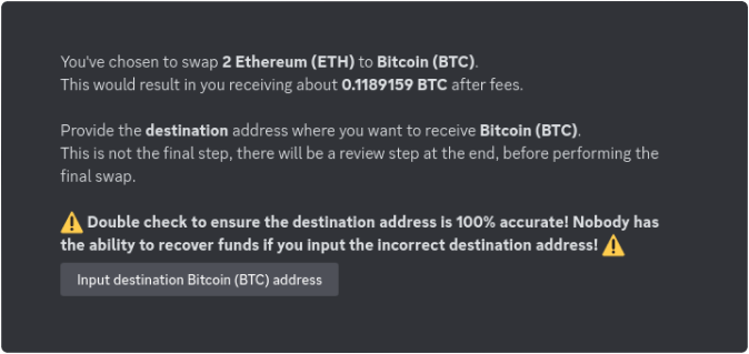 Input your Destination Address