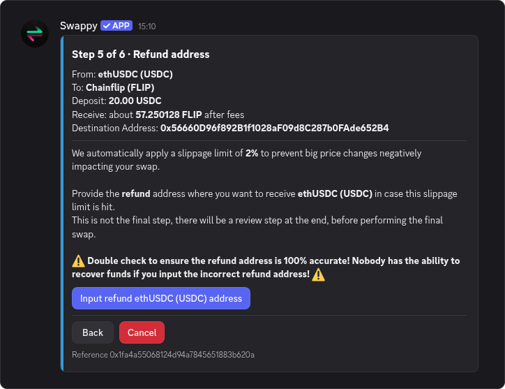 Provide a Refund Address